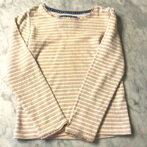 Boden girls pointelle striped long sleeve shirt